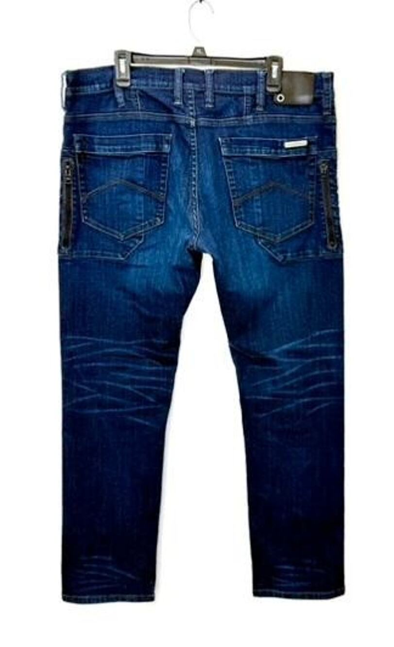 Armani Exchange Mens 36 Jeans Blue Denim Straight Leg Zipper Pockets Stretch